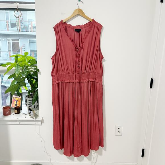Lane Bryant Red Pleated Midi Dress Size 26/28 - Picture 1 of 5